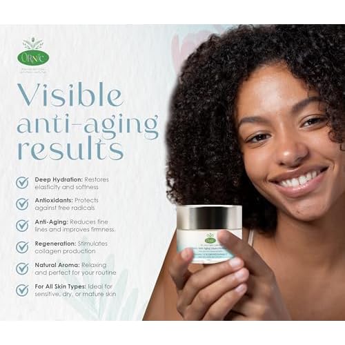 Organic Anti-Aging Moisturizer - Hydrating & Rejuvenating Facial Cream for Dry Sensitive Skin - Vegan, Cruelty-Free, Natural Skincare - Nourishes, Firms & Reduces Wrinkles 50Ml