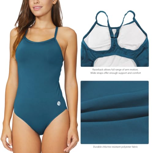 Baleaf Women's Athletic Swimsuit - Adjustable Strap One-Piece, Medium / Steel Blue