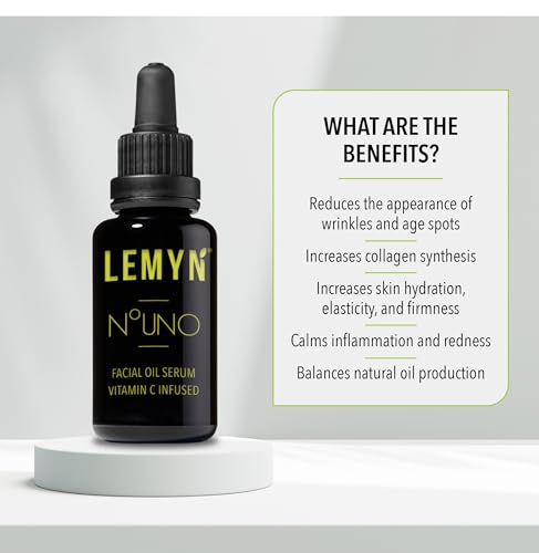 Lemyn Organics Hydrate & Glow Face Oil 0.5 Fl Oz Vitamin C & E Serum - Natural, Handcrafted in CA