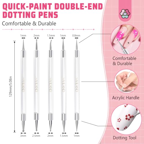 SAVILAND Electric Nail Drill Professional & 5PCS Dotting Tools : 40000RPM Nail Filer Electric Manicure Pedicure13 Nail Drill Bits for Acrylic Nails False Nails Gel Nails