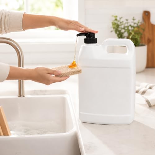 2 Pack 1 Gallon Refillable Pump Dispenser Bottles - HDPE Jugs for Soap, Shampoo, Sanitizer, and More - Made in USA