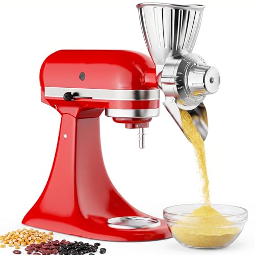 HOZODO Light Gray Grain Mill Attachment for KitchenAid Stand Mixer - All Metal