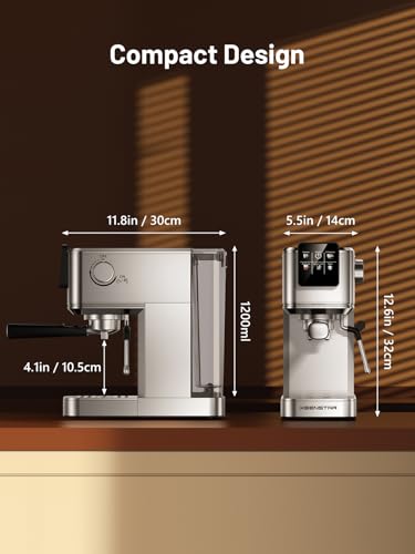 Large Silver KEENSTAR 20-Bar Espresso Machine with Milk Frother - Hot & Cold Coffee Maker