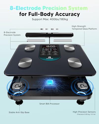 Arboleaf Smart Body Scale with Handle - Dark Blue 8-Electrode Full-Body Analysis