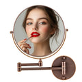 OVENTE 9" Wall Mounted Makeup Mirror with 1X/10X Magnification, Double Sided Magnifying Round Bathroom Vanity Mirror, 360¡Æ Swivel Design, Extendable and Folding Arm, Antique Bronze MNLFW90ABZ1X10X