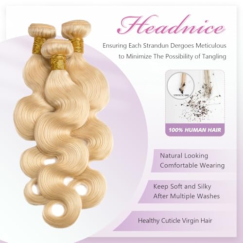 613 Blonde Human Hair Bundles 18-32 Inch Body Wave Virgin Brazilian Weave