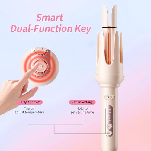DYHOO 3-in-1 Automatic Hair Curler Set with Straightening Brush, 2 Barrel Sizes, Negative Ion for Beach Waves & Curls