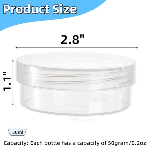 50 Pack Clear Plastic Jars with Lids - 2 Oz Small Storage Containers