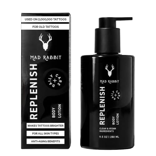 Mad Rabbit Replenish Tattoo Body Lotion 9.5 oz Fragrance-Free - Hydrating Skin Moisturizer for Tattoos & Dry Skin - Pack of 1