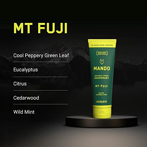 Mando Whole Body Deodorant for Men - Cream 3 oz Tube - Mt Fuji Scent - Pack of 1