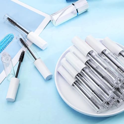 50 Pcs Empty Mascara Tube with Eyelash Wand, 10 ml Refillable Eyelash Cream Container with Leak Stoppers, Eyelash Cream Container Bottle for DIY Cosmetics
