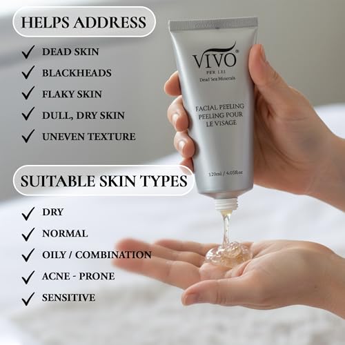Vivo Per Lei Facial Peeling Gel - Helps Address Dead Skin Buildup - Gentle Exfoliating Gel for Rough, Dry, Sensitive or Mature Skin - Face and Body Scrub - Non Abrasive - 4.05 Fl. Oz. - Pack of 3