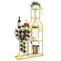 White 5-Tier Freestanding Wooden Wine Rack - Holds 11 Bottles, Glasses Storage