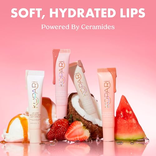 Kopari Lip Love Moisture Balm Pink Strawberry SPF 30 Mineral Zinc Lip Sunscreen, Vegan & Reef-Safe