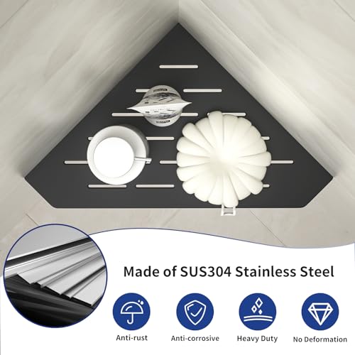 Bernkot Matte Black 10-Inch Corner Shower Shelf Set of 2 - Stainless Steel Bathroom Storage