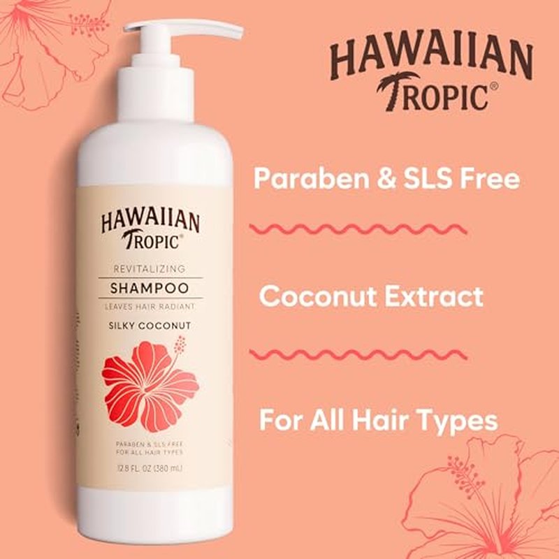 Hawaiian Tropic Silky Coconut Shampoo (5 Pack) Bulk Hotel Amenities - 380ml Bottles (64 fl oz Total) - SLS Free Toiletries for Airbnb Hosts, Guest Bathrooms & Vacation Rentals