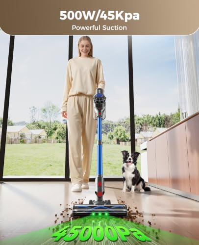 Cordless Stick Vacuum Cleaner 500W 45KPa Blue - Powerful Home Cleaning