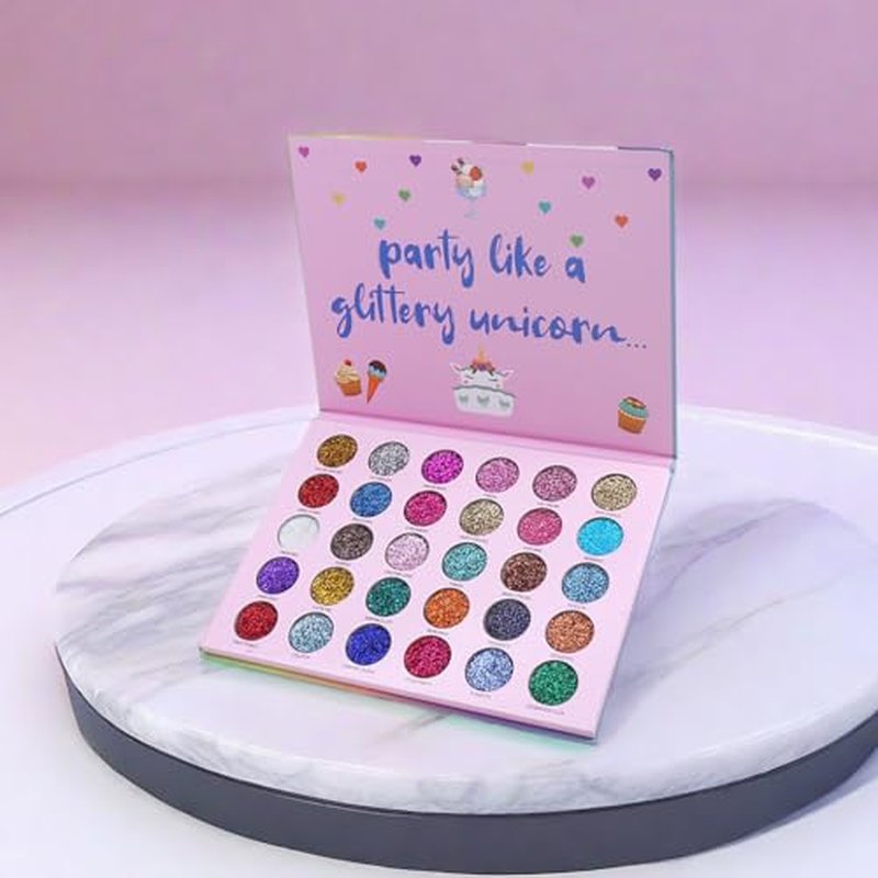 30 Colors Glitter Eyeshadow Makeup Palette Colorful Sparkly Eye Shadow Pallet + 1Pc Eyeshadow Brush Long Lasting Glitter Pressed Powder Palette