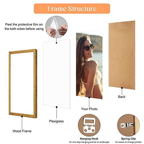Gold 20x30 Inch Wooden Picture Frame Set of 3 - Horizontal & Vertical Wall Mounts