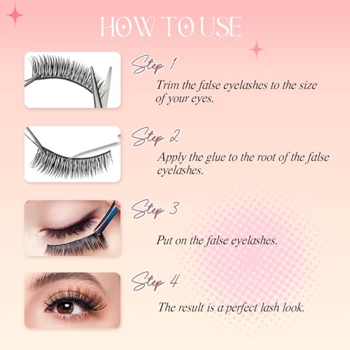 FADLASH False Eyelashes Natural Look ???? ?????????? Fluffy Lashes Cat Eye Lashes with Black Bond 3D Volume Strips Lashes Soft Fake Lashes (LZ201)