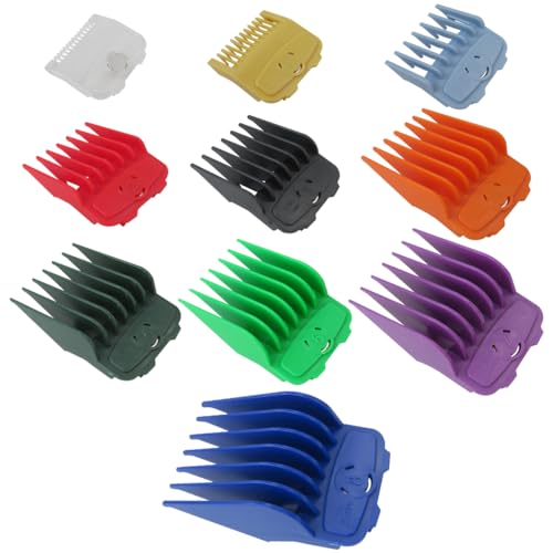 US! 10-Pack Magetic Clipper Guards Set for Baby*liss Pro FX870/ FX825 Series, Color Coded Clipper Guides Replacement - Length: 1/16" to 1"