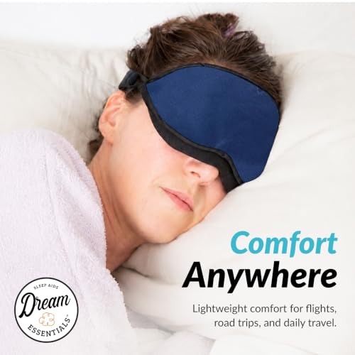 Dream Essentials Natura Organic Cotton Sleep Mask Twilight Blue | Light Blocking Eye Cover for Sleep & Travel