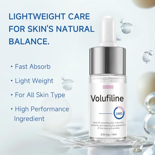Volufiline Serum, Volufiline Serum Under Eye, Cosmetic Grade Ampoule for Improve Skin Elasticity Face Body Fine Lines Hydrating Texture, 10ml*2