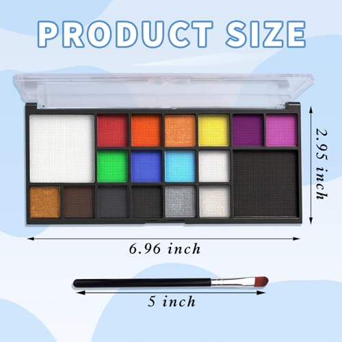 Face Painting Kit for Kids, 18 Colors Body Paint Set With Brushes, Body Makeup Kit for Makeup Parties, Halloween