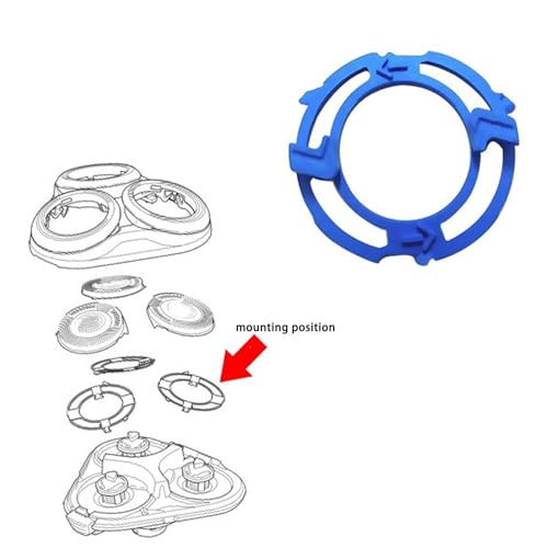 Shaver Head Blades Holder Plate for Razor Head Series 5000, 3PCS SH50 Blue Razor Retaining Rings Lock-Ring Blue Blade Retaining Rings for Shaver Model SH50 Shaver Head Series 5000