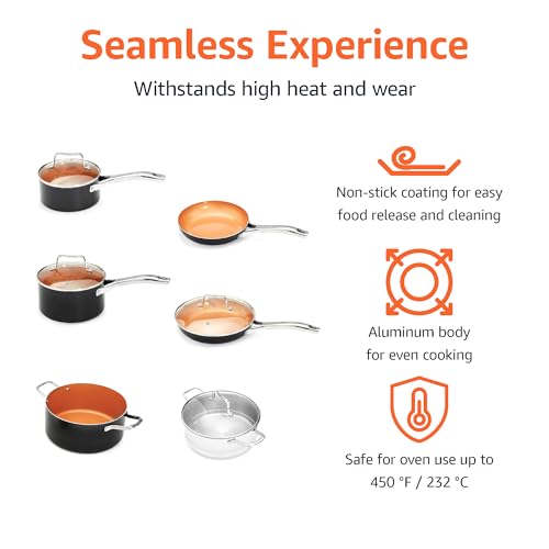 Copper 10-Piece Ceramic Nonstick Cookware Set - Induction, Oven & Dishwasher Safe