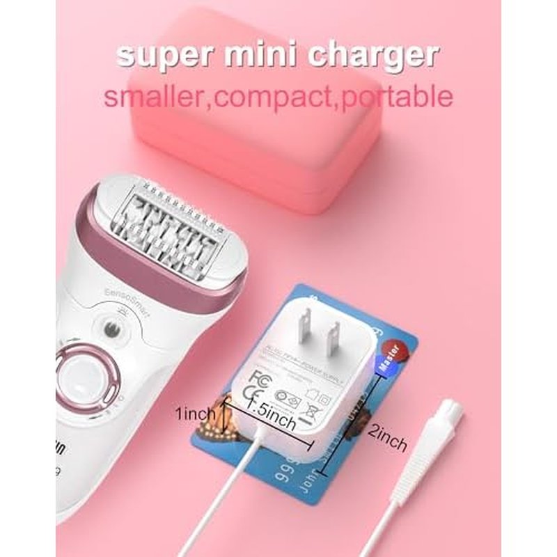 for Braun Silk Epil 9 Charger Compatible with Braun Epilator Silk 9 7 5 9-720 9-300 9-890 9-030 9-880 5-810 5-620 and Face Epilator Facespa Pro 910 911 921