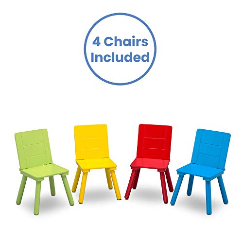 Kids Table and Chair Set with 4 Chairs - Natural and Primary Colors