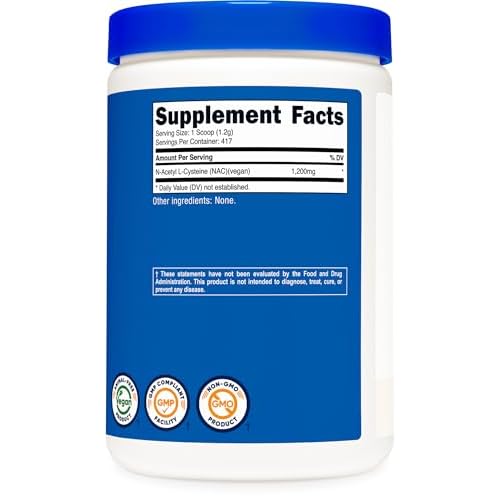 Nutricost N-Acetyl L-Cysteine (NAC) Powder 500 Grams - Vegan NAC, Non-GMO, Gluten Free