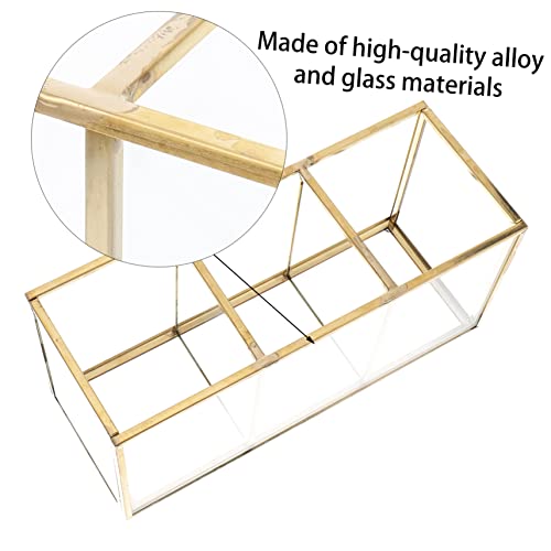 Box Cosmetic Storage Box Large Cosmetic Display Case Brush Organizer Glass Makeup Organizer Storage Cubes with Lid Brush Desktop Alloy Office Jewelry