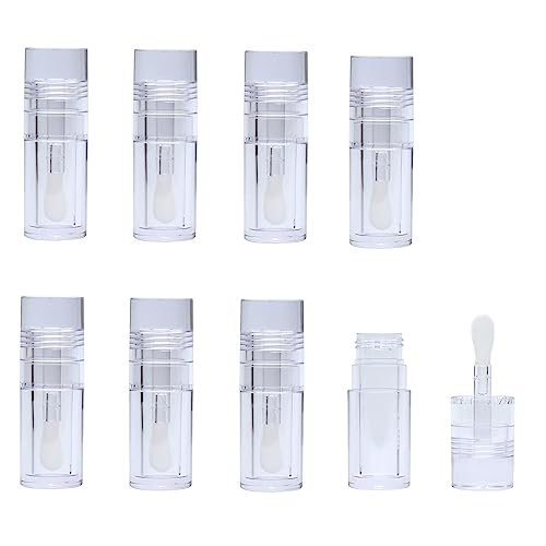 8-Piece Lip Gloss Tubes with Wand, Refillable 5.5ml Lip Balm Bottles, Transparent Containers with Rubber Stoppers for DIY Lipgloss
