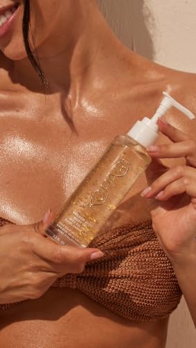 3.3 oz Kopari Golden Aura Body Oil with 24k Gold & Hyaluronic Acid - Hydrating & Glowing Skin - Variation: Golden Aura