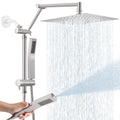 KEBAO All-Metal 16" Extension Dual Shower Head System — 10" Rain Head with Handheld, Brushed Nickel