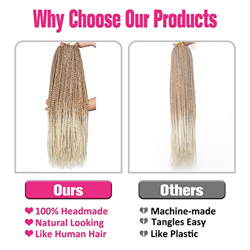 18 Inch Ombre Blonde Knotless Box Braids Crochet Hair 8 Packs - Medium Synthetic Extensions
