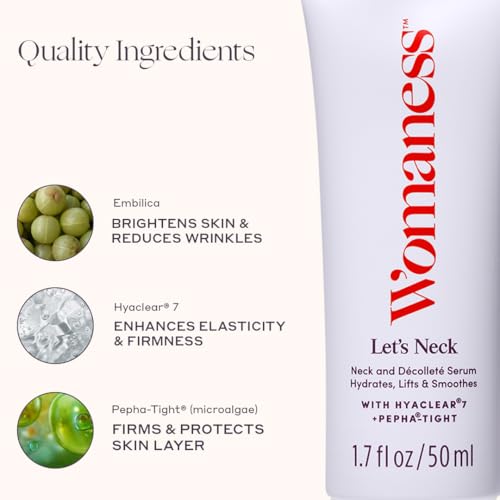 Womaness Neck Tightening Serum with Cooling Roller, 50ml – Skin Firming & Anti-Aging