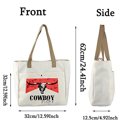 BLUPARK Cowboy Killer Cosmetic Bag Western Cowgirl Gift Women Wild Vintage Western Rodeo Zipper Pouch Bull Skull Graphic Bag (Cowboy Killer TO)