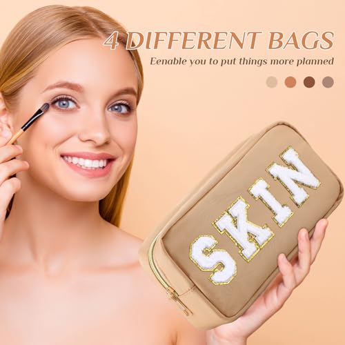 Remerry 4-Piece Makeup Bag Set - Brown Series Travel Organizer Nylon
