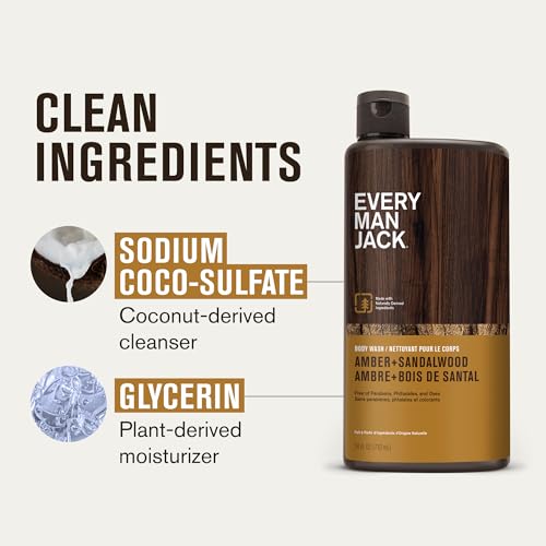 Every Man Jack Amber + Sandalwood Hydrating Body Wash for Men 24oz 2-Pack