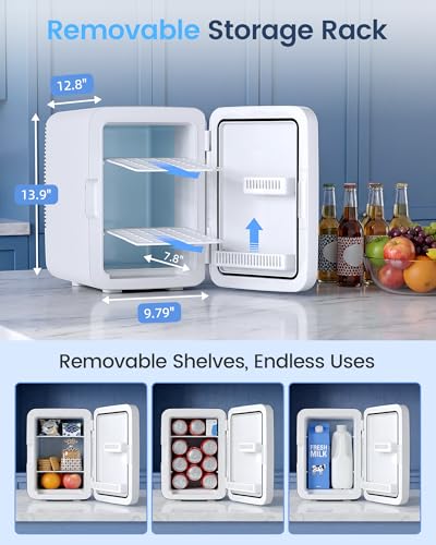 Mini Fridge 10L Compact Portable Refrigerator with AC/DC Power, White - Variation: White / 10L (15 Cans)
