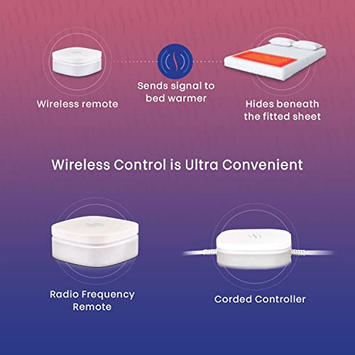 Wireless Heated Bed Foot Warmer with Remote Control - Queen 60" x 24" Microplush Flannel