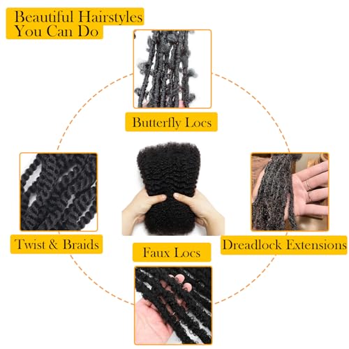 Gemlong Afro Kinky Human Hair Extensions 14 Inch 60g Pack for Micro Locs & Braids
