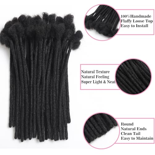 Human Hair Dreadlock Extensions 10 Inch 0.8cm Width Natural Black 10 Strands