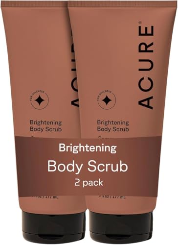 Acure Brightening Body Scrub Set - 6 fl oz Pack of 2, Vegan Exfoliating Salt & Niacinamide