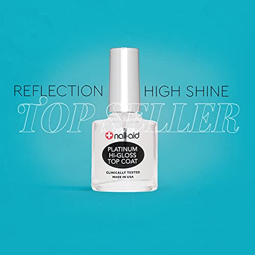 Nail-Aid Platinum Hi-Gloss Top Coat, Long Wear, Scratch Resistant Nail Color, Clear, 0.55 Fl Oz, 1 Pack