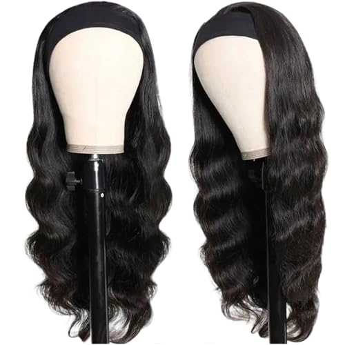 Natural Black Headband Wig 20 Inch Human Hair Body Wave for Black Women - Glueless & No Lace