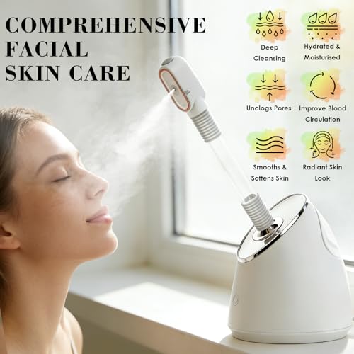 Pjordo Facial Steamer Spa Kit with Skin Care Tools - Deep Cleansing & Blackhead Removal